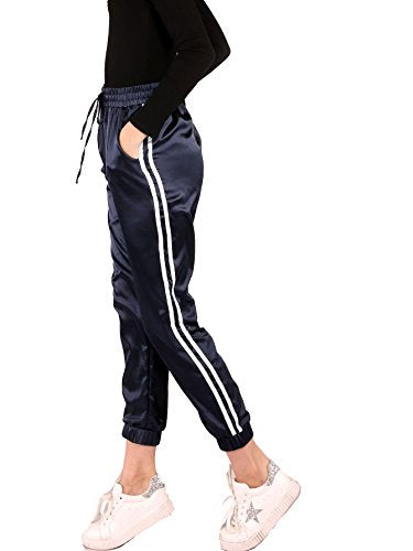 SweatyRocks Women's Drawstring Waist Striped Side Jogger Sweatpants With Pockets