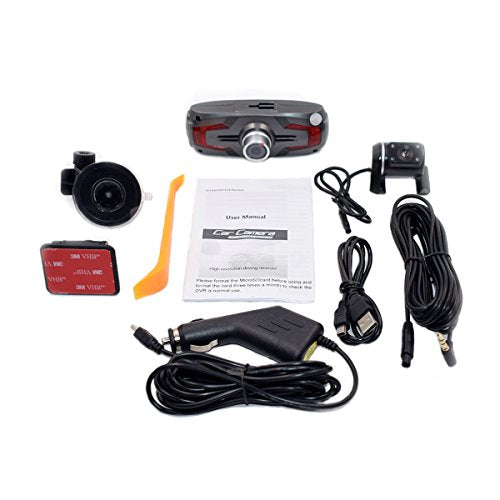 Dash Cam, Car Full HD 1080P Dash Camera Dual Lens Recorder Front + Rear Dashboard Camera with G-Sensor, Loop Recording, Parking Monitoring, Motion Detection Free 16GB Memory SD Card
