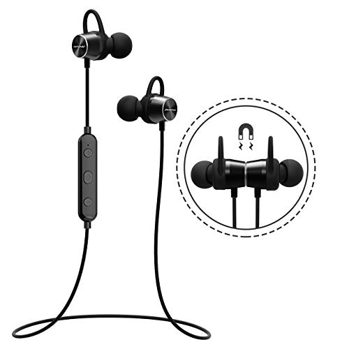 Bluetooth Headphones, [Upgraded] Mpow Judge Magnetic Bluetooth Earbuds, IPX7 Sweatproof Magnetic Stereo Bluetooth Earphones Wireless Sports Earbuds Headset Inline Control with MIC for Running, Jogging, Workout (3 Ear Hooks, 3 Ear-tips and Carrying Case In