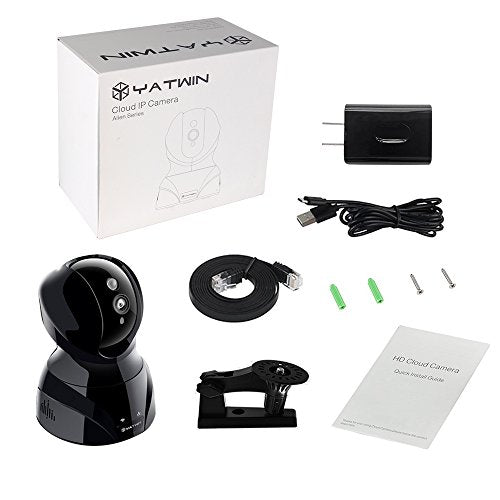 Security Camera Wireless YATWIN 720P WiFi Dog Baby Pet Home Indoor Surveillance IP Monitor With Pan/Tilt, Night Vision, Two-Way Audio, Motion Detection - Jet Black(Free App supports iOS Android)
