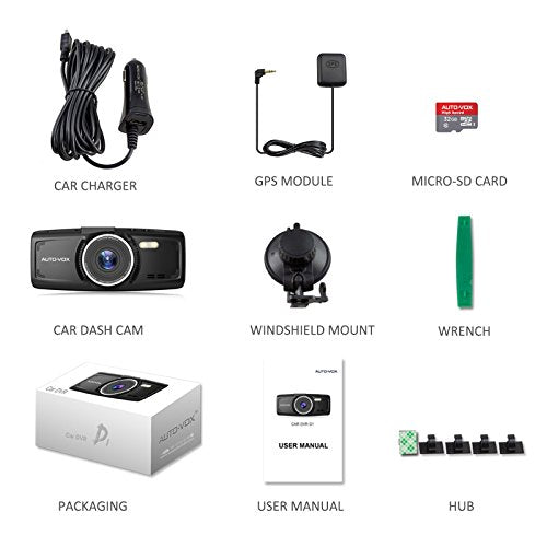 Upgraded AUTO-VOX D1 Dash Cam With GPS Dashaboard Camera ,Full HD 1080P 2.7'' Dash Cam Car Recorder DVR In Car Camera with Night Vision G-Sensor Loop Recording Parking Mode Free 32G Mirco Card
