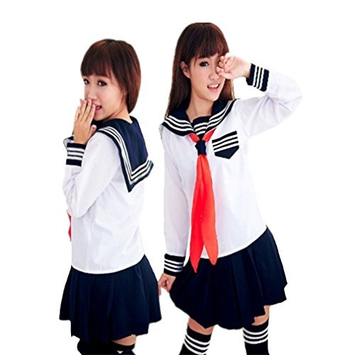 WOTOGOLD Anime Cosplay Costume Navy Sailor Uniform Black Students School Uniforms