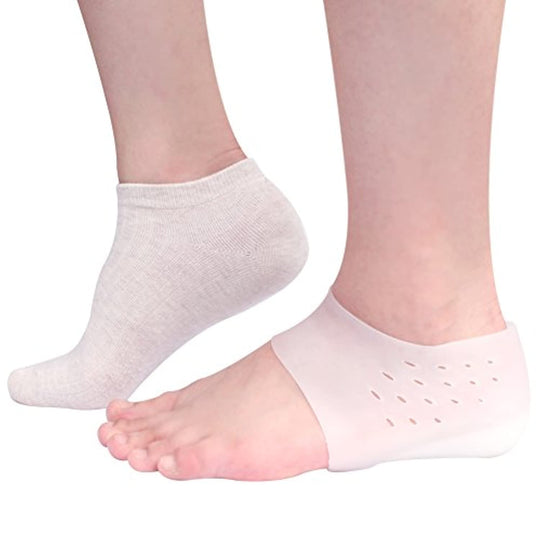 1 Inch Height Increase Insole - Invisible Heel Lift Pads - Silicone Gel Inserts Socks for Men & Women with Holes