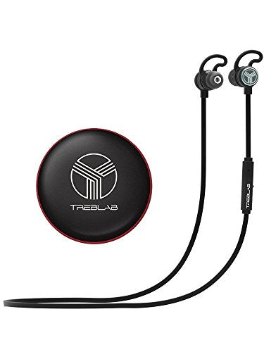 TREBLAB J1 Bluetooth Earbuds, Best Wireless Headphones for Sports Gym Running. [2018 Upgraded] IPX6 Waterproof Sweatproof, Magnetic Secure-Fit Headset. Noise Cancelling Earphones w/Microphone Mic