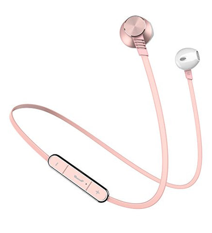 Bluetooth Headphones, Langsdom Sport Stereo Wireless Earphone Hands Free Noise Cancelling Bluetooth Earbud with Microphone Volume Control for Gym, Running, Jogging, Workout (Rose Gold,L5)