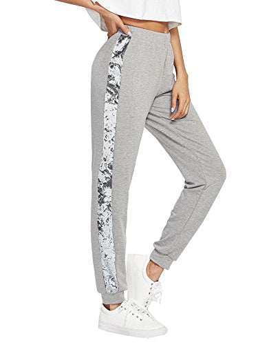 SweatyRocks Women's Drawstring Waist Striped Side Jogger Sweatpants With Pockets