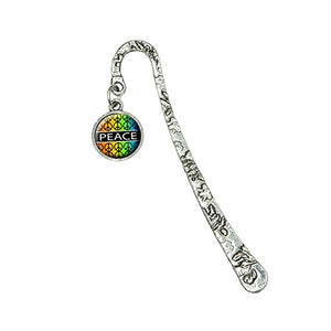 Peace Rainbow Gay Lesbian Book Bookmark with Antiqued Charm