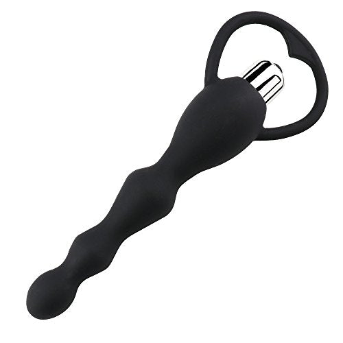 Vibrating Silicone Plug Massager for Men and Women - Black