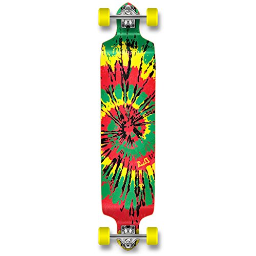 YOCAHER Professional Speed Drop Down Stained Complete Longboard, Red