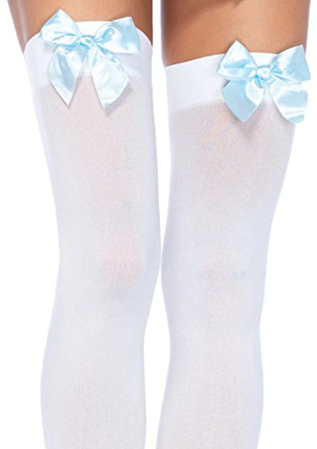 Leg Avenue Women's Opaque Thigh-High Stockings with Satin Bows