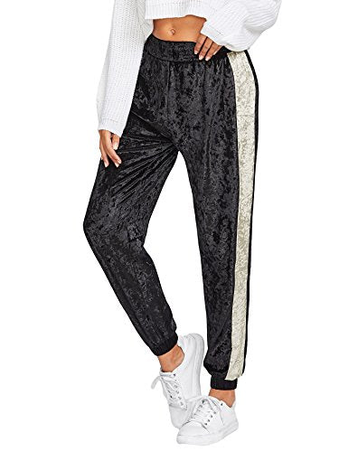 SweatyRocks Women's Drawstring Waist Striped Side Jogger Sweatpants With Pockets