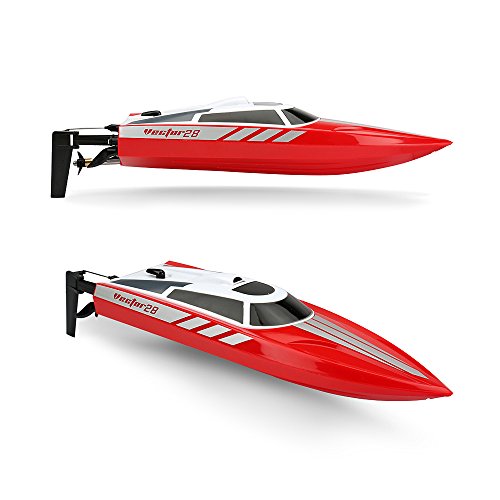 Funtech Radio Controlled 2.4GHz High Speed 20MPH Electric RC Boat for Pools Bathtubs Lakes, Red