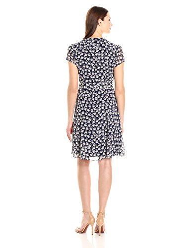 MSK womens Floral Woven Pintuck Shirt Dress