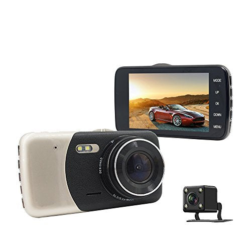 Dash Cam Front and Rear Dual Camera for Cars, 4.0 Inch IPS HD Screen, 1080P HD 170 Wide Angle Lens, G-sensor, Parking Mode, Loop Recording