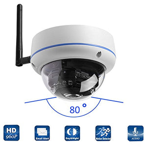 Fuers 960P HD Wireless WIFI IP Network Outdoor Dome Camera, Home Surveillance CCTV Camera, 3.6mm Lens Wide Angle,14 Leds Night Vision, Weatherproof / Waterproof