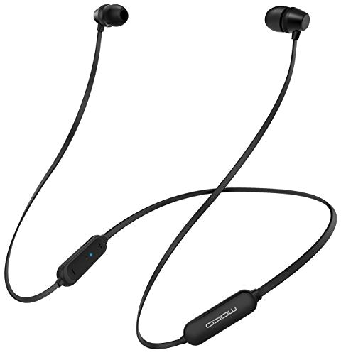 MoKo Bluetooth Headphones, Wireless Neckband Headset w/ Mic & Siri IPX5 Waterproof HD Stereo Sweatproof In Ear Earbuds 9 Hour Battery Hands-free Calls Sports Earphones, Black