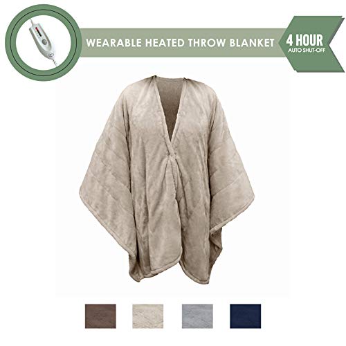 Serta Snuggler Electric Heated Cape/Throw Blanket, Chocolate