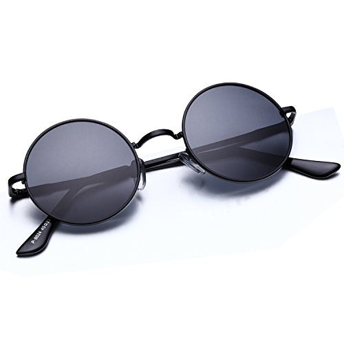 Argus Le Lennon Retro Round Sunglasses, Vintage Polarized Hipple Glasses with Plain Lens