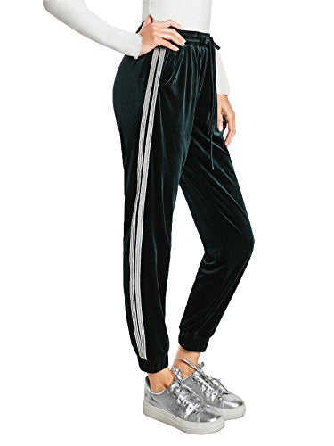 SweatyRocks Women's Drawstring Waist Striped Side Jogger Sweatpants With Pockets