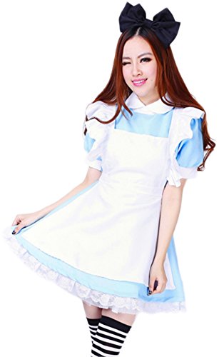 Women's Blue Anime Cosplay French Maid Costume Dress