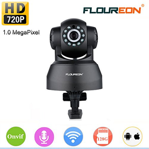 FLOUREON 720P Wireless Security IP WIFI Camera Pan/Tilt Baby Pet Monitor Cams 2.4GHZ Network P2P Night Vision Motion Detect Phone APP Control for Remote Access and View /Video Record (Black)