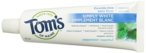 Tom's of Maine Simply White Fluoride-Free Natural Toothpaste, Peppermint, 85 mL