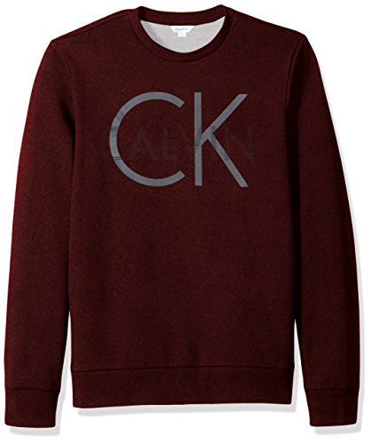 Calvin Klein mens standard Long Sleeve Printed Logo Crew Neck Pullover Sweatshirt