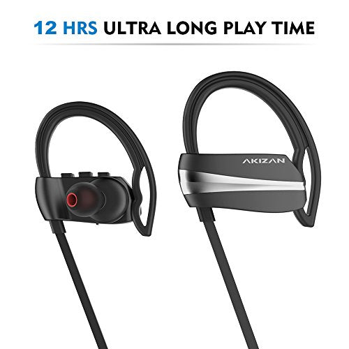 Bluetooth Earbuds, Waterproof Wireless Headphones w/Mic, in-Ear Buds for Running Sport Workout, Compatible w/iPhone Samsung Cell Phones, 12Hrs Play, Noise Cancelling, Sweatproof Headsets-AKIZAN M2