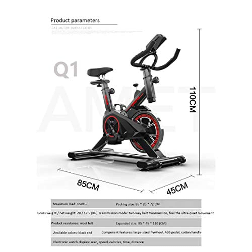 Indoor Cycling Bike, Silent Belt Drive Cycle Bike with Adjustable Handlebars & Seat, Chromed Flywheel, 5-Function Monitor, Fitness Bike and Ab Trainer, Sporting Equipment, Ideal Cardio Trainer