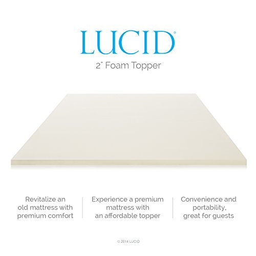 LUCID 2 Inch Foam Mattress Topper 3-Year Warranty - Full XL
