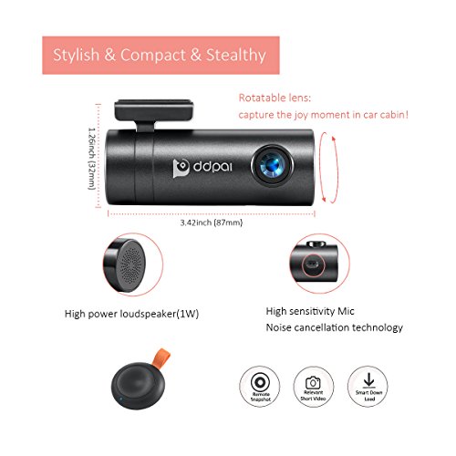 DDPai mini Wi-Fi direct vehicle DVR recorder Full HD 1080P dashboard camera, bluetooth remote picture capture button, iOS & android APP, live preview, edit, management, community, direct share to facebook, twitter etc.