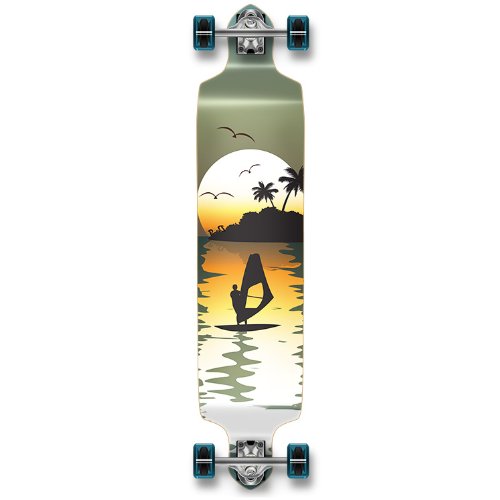 YOCAHER Professional Speed Drop Down Stained Complete Longboard, San Francisco
