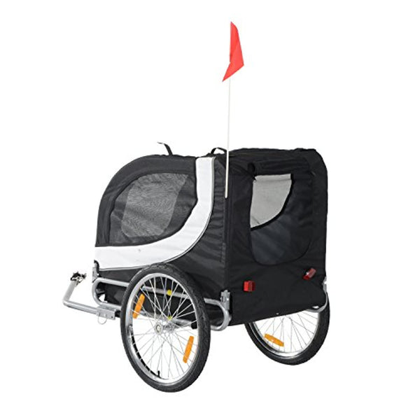 PawHut Pet Bike Trailer Bicycle Dog Cat Carrier Travel Carrier Folding Black