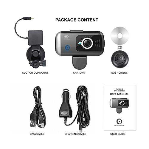Dash Cam with GPS , BLUEPUPILE 1080P 3 Inch Dual Car Camera 170°View Angle,Portable Car Dash Camera Recorder ,Suit for Uber Driving ,Taxi Driving ,Suport 64G