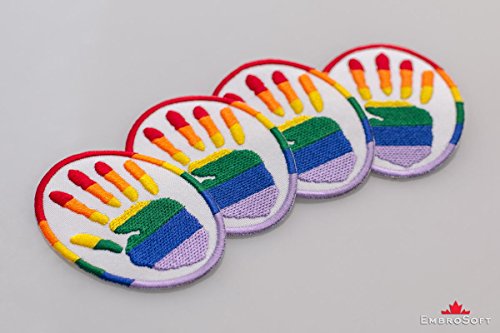 LGBT (lesbian, gay, bisexual and transgender) Pride Rainbow Oval with Hand Embroidered Patch Iron On (2.3" x 3")