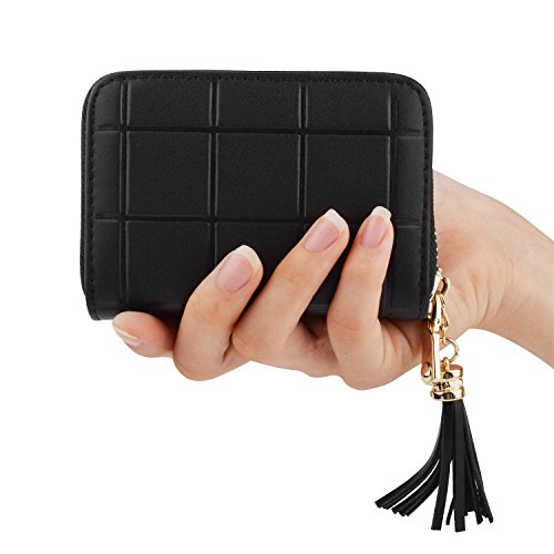 Women's RFID Blocking 15 Slots Card Holder Leather Zipper Accordion Wallet Leather Credit Card Holder for Women