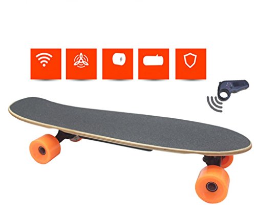 Remote Control Skateboard,GZD Electric Four - Wheel Scooter Seven Layers Of Northeast Maple PU Solid Round,Size 700 * 190 * 150mm,250W Motor, 15mph Top Speed,10km Range.