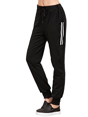SweatyRocks Women's Drawstring Waist Striped Side Jogger Sweatpants With Pockets