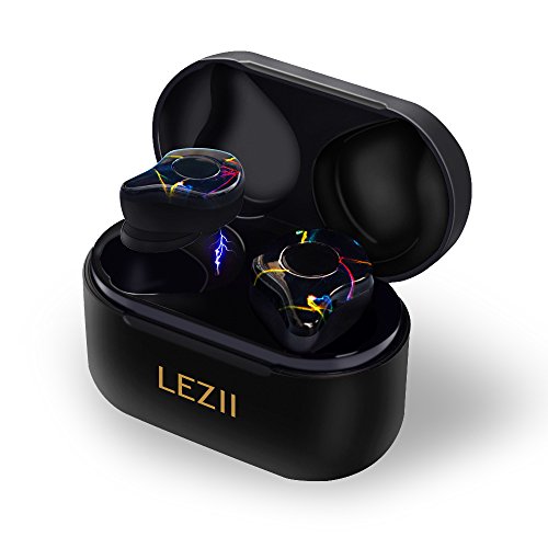 Wireless Earbuds with 750 mAh Portable Charging Box, LEZII TWS Personalized Design Truly in-Ear Bluetooth Earphones with Microphone Cordless Bluetooth Earbuds Noise Cancelling Sweatproof (Black)