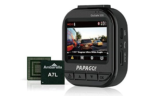 Papago Car Dash Camera GoSafe 535 Super HD Dash Cam 1296P Car DVR , Car Cam, Night Vision ,Free 8GB Micro SD Card GS5358G, Black