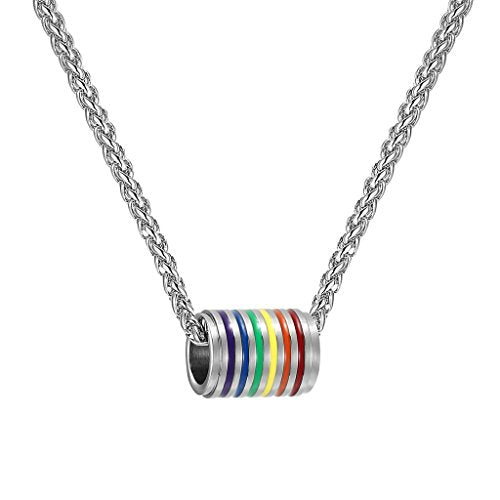 PROSTEEL Gay Pride Necklace,Rainbow,LGBT Jewelry,Love Wins,Equality Necklace,Inspirational Jewelry,Friendship Necklaces,Gift for Him