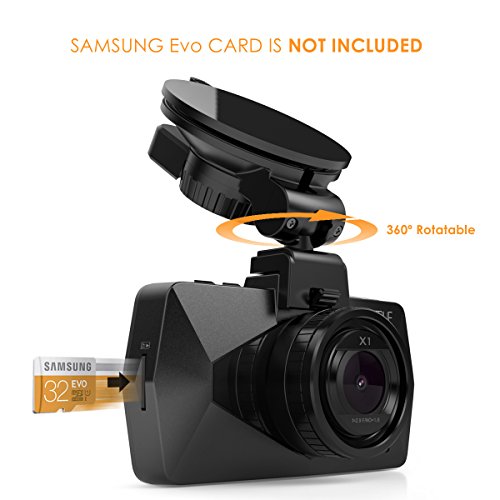 1080p Dash Cam, Vantrue X1 Dash Camera for Cars with Full HD 1080P 170° Wide Angle 2.7" LCD In Car Dashboard Camera Car Video Recorder + Super Night Vision, G-Sensor, Parking Mode, HDR & Loop Recording