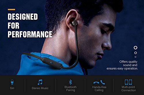 MoKo Bluetooth Headphones, Wireless Neckband Headset w/ Mic & Siri IPX5 Waterproof HD Stereo Sweatproof In Ear Earbuds 9 Hour Battery Hands-free Calls Sports Earphones, Black