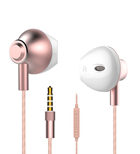 Bluetooth Headphones, Langsdom Sport Stereo Wireless Earphone Hands Free Noise Cancelling Bluetooth Earbud with Microphone Volume Control for Gym, Running, Jogging, Workout (Rose Gold,L5)