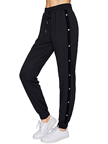 SweatyRocks Women Pants Color Block Casual Tie Waist Yoga Jogger Pants