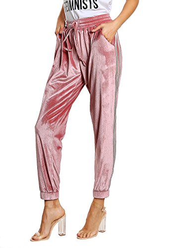 SweatyRocks Women's Drawstring Waist Striped Side Jogger Sweatpants With Pockets