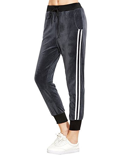 SweatyRocks Women's Drawstring Waist Striped Side Jogger Sweatpants With Pockets