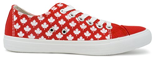 Ann Arbor T-shirt Co. Canada Sneakers | Cute Red Canadian Maple Leaf Flag Team Tennis Shoe - Women Men