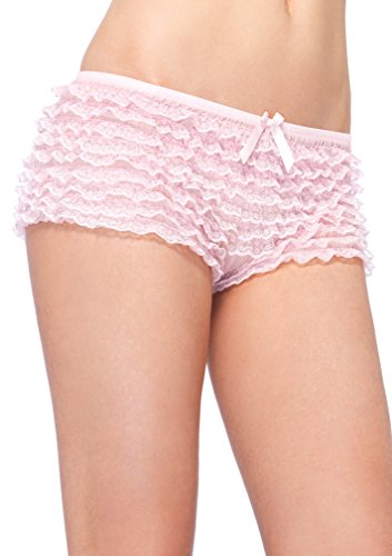 Leg Avenue Women's Micromesh Lace Ruffle Tanga Shorts