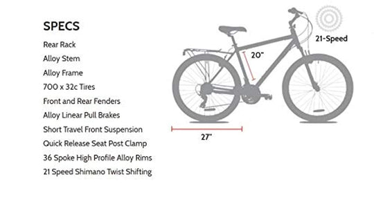 Northwoods Springdale Men's 21-Speed Hybrid Bicycle, 700c